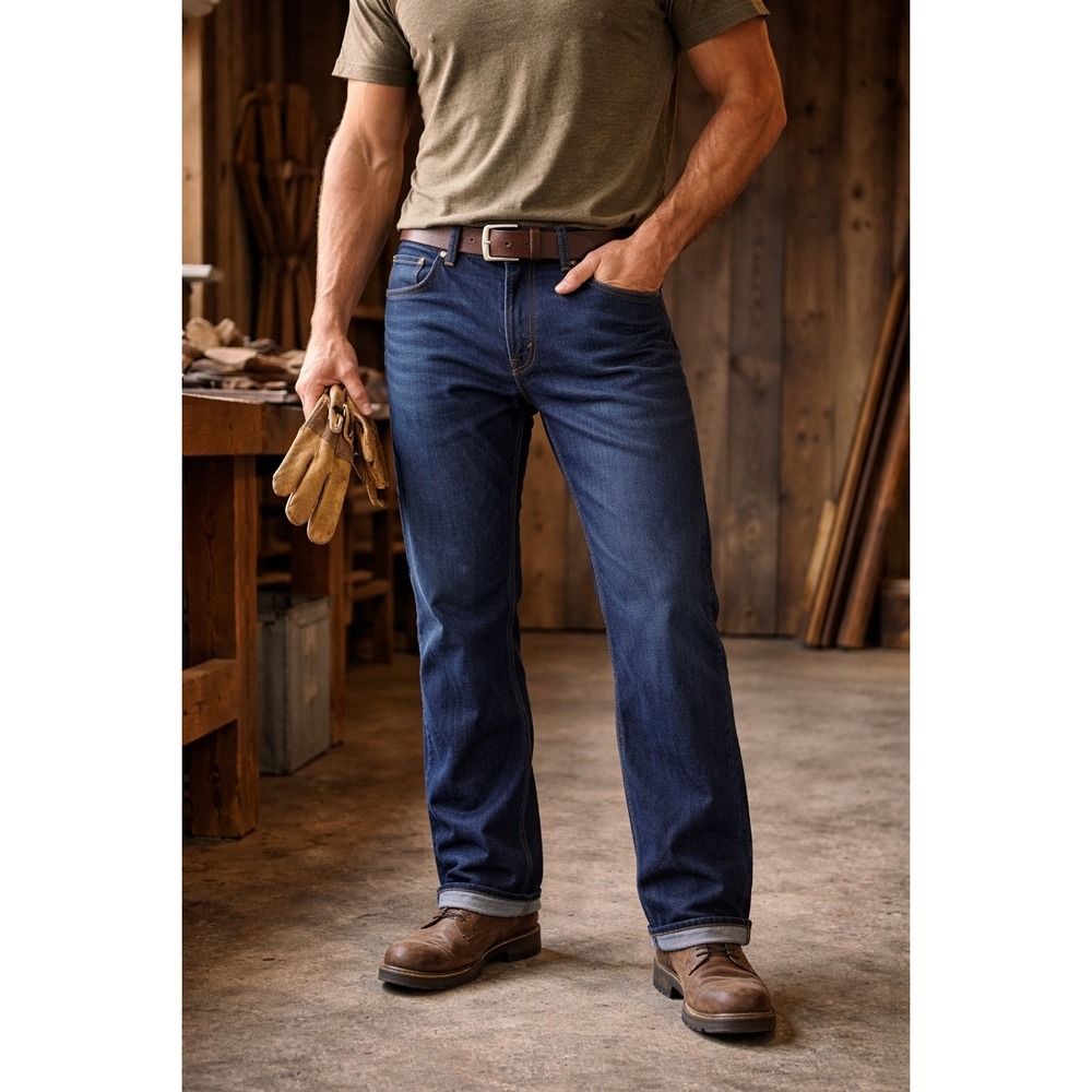 NWT Duluth Trading Co 40 Grit Flex Relaxed Fit Dark Wash Denim Work Jeans 34x34